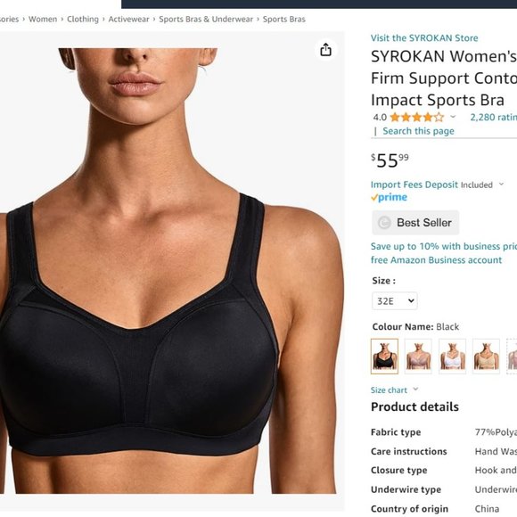 New High Impact Sport bra Black - Picture 3 of 5